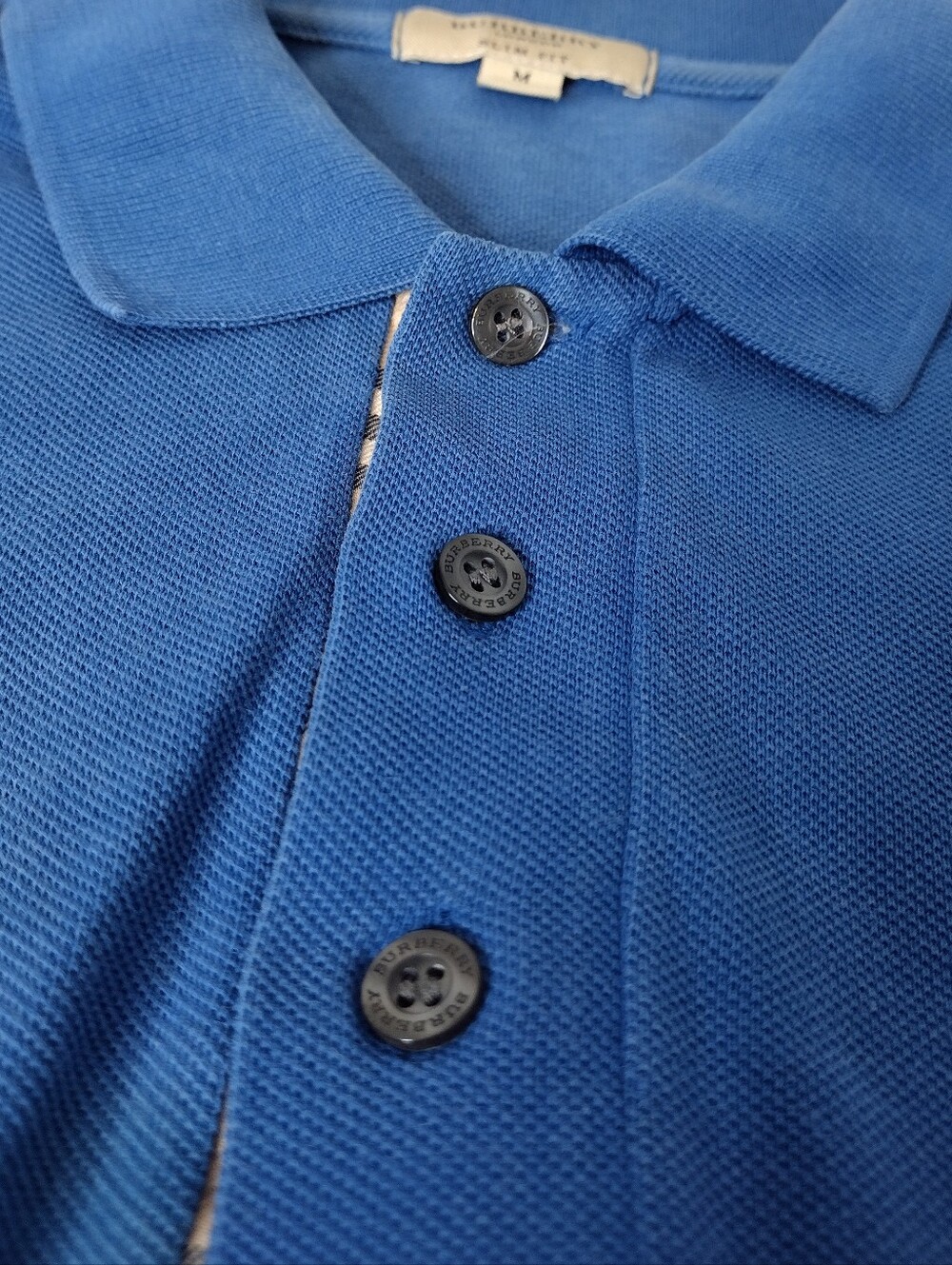 Burberry Blue Slim Fit Short Sleeve Polo Shirt Sz M - Picture 9 of 16